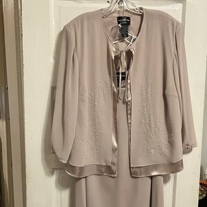 Like new.  Worn once  2pc taupe color jkt with small beading n sheer sleeves n